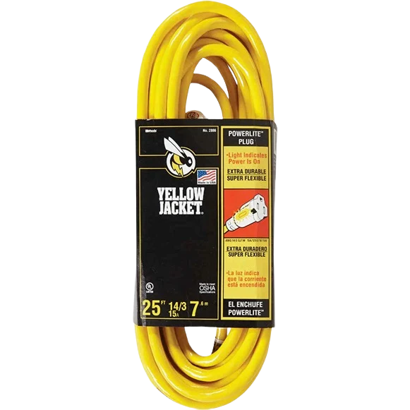 Top-Quality Woods Yellow Jacket 14 3 by 25 ft. Extension Cord Fine Crafted