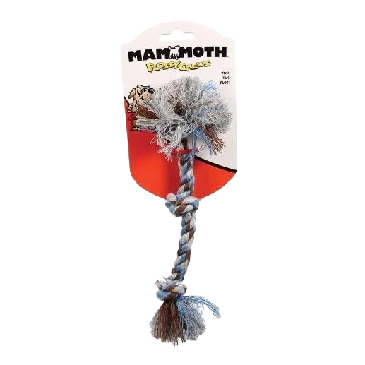 Trendy Mammoth Flossy Chews Blue Brown 3-Knot Rope Tug 10 in. Fast