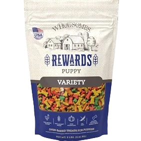 Recyclable Wholesomes Rewards Puppy Variety Biscuits Dog Treats 2 lbs. Unique