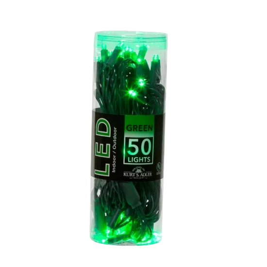 Versatile Kurt S. Adler Green LED Light Set 50 Lights Easy-to-Use