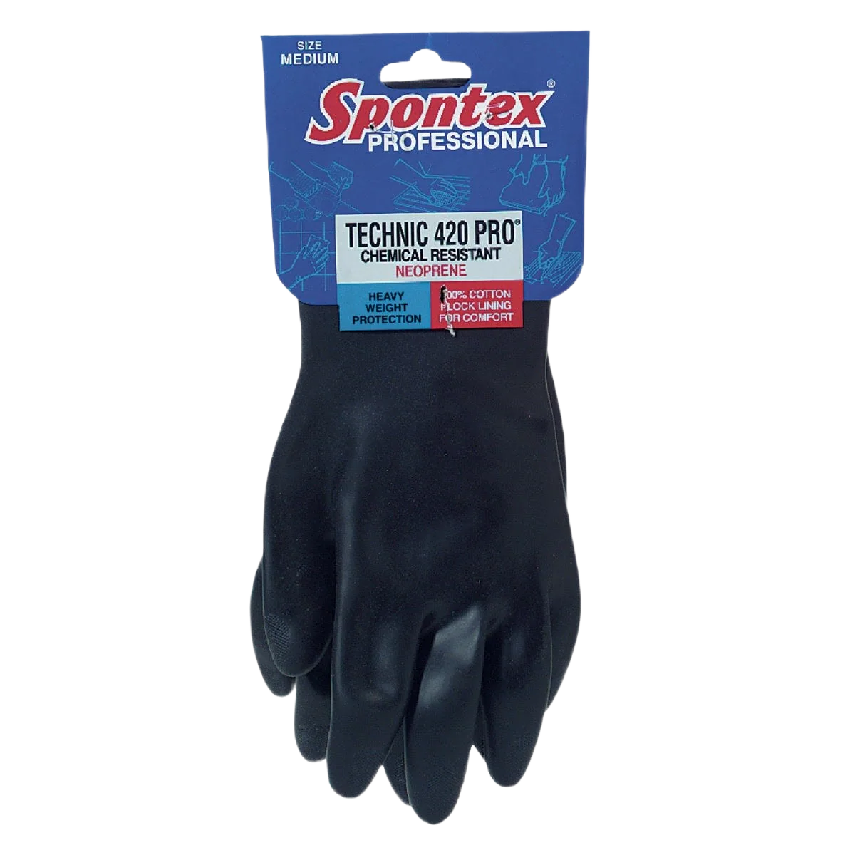 Elegant Spontex Technic Pro Black Neoprene Rubber Glove Large Luxury