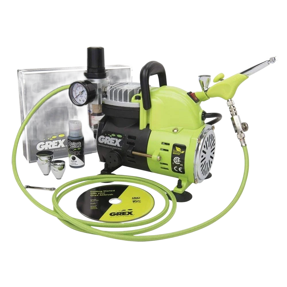 Optimized Grex GCK05 Genesis.XGi3 Ergonomic Top Gravity Airbrush Compressor Combo Kit Original Design