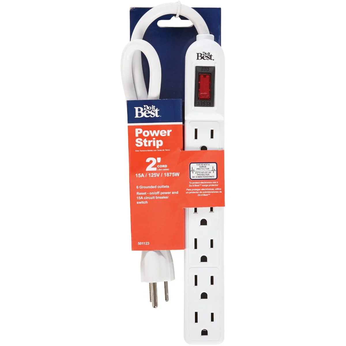Top-Quality Do it 6-Outlet White Power Strip with 2′ Cord Traditional