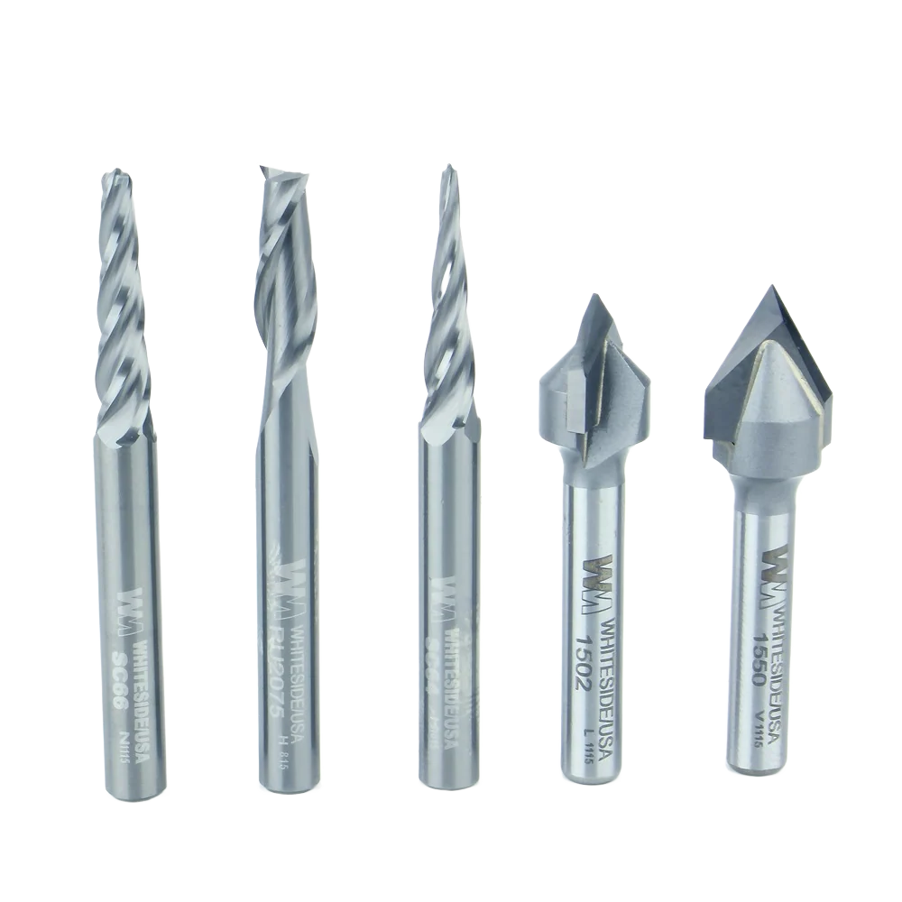 Consistent Whiteside 705 5 Pc. CNC Carving Starter Bit Set 1 4 in. Shank Long-Lasting