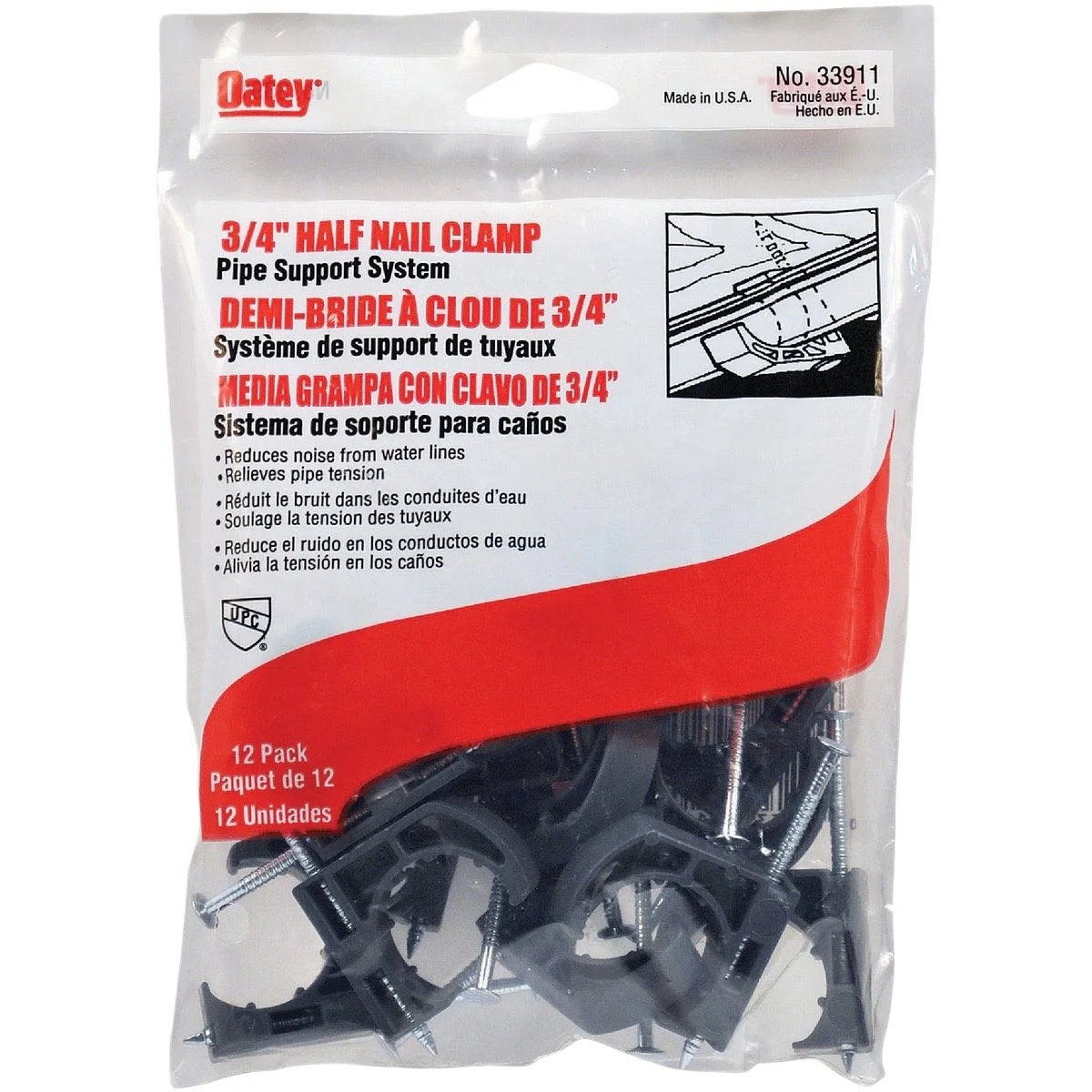 Proven Oatey 3 4 In. Insulator Plastic Nail-On Pipe Half Clamp 12-Pack Outstanding