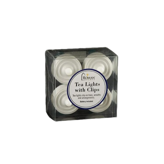 Sustainable Roman Pack of Tea Lights with Clips Set of 4 High-End