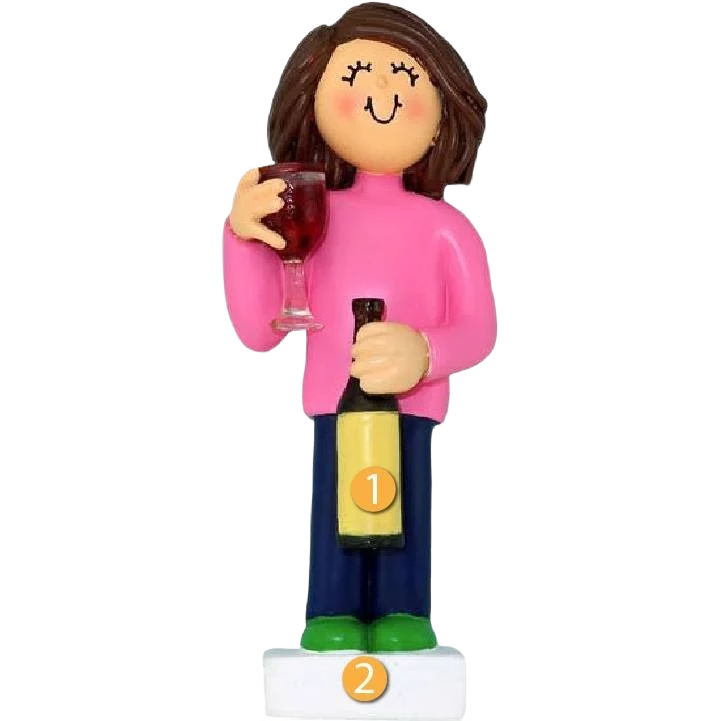 Authentic Ornament Central Personalized Brunette Female Wine Lover Ornament High-End