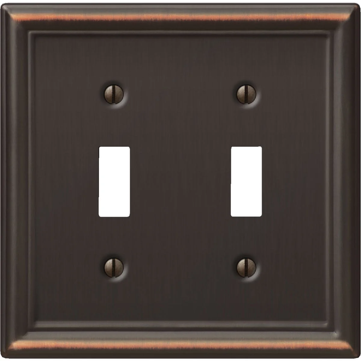 Carefully Designed Amerelle Chelsea Stamped Steel 2-Gang Toggle Switch Wall Plate Aged Bronze Natural