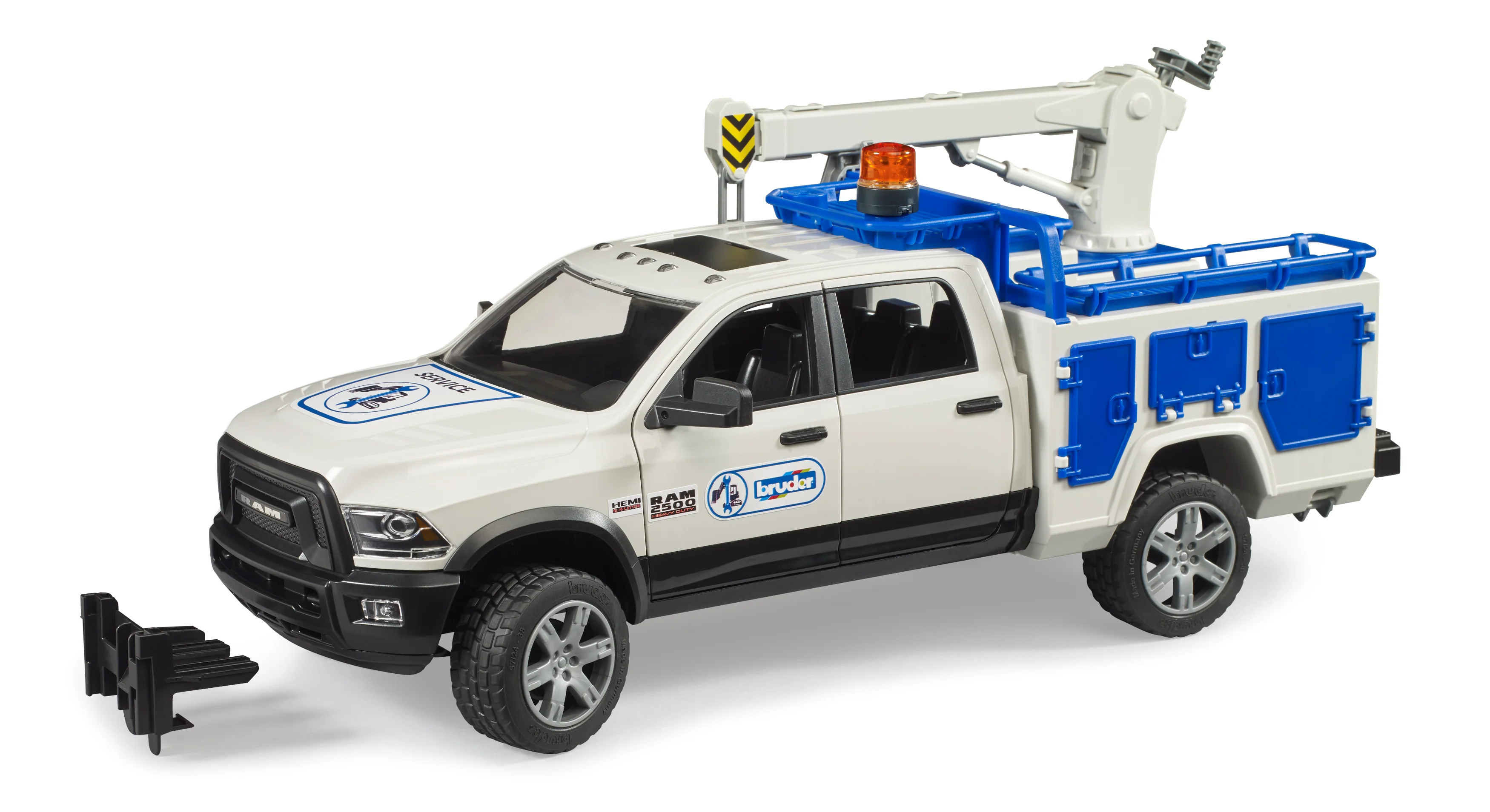 Luxury Bruder RAM Service Truck w Crane and Rotating Light Authentic