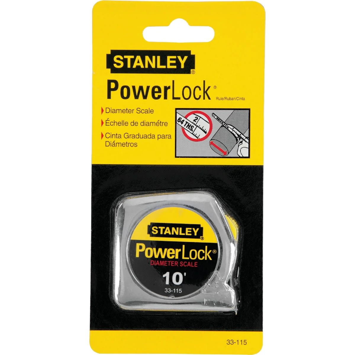 Crafted Stanley Powerlock 10 ft. Pocket Tape Measure with Diameter Scale Casual