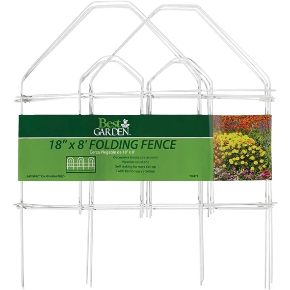 Long-Lasting Garden 8′ White Galvanized Wire Folding Fence Reliable