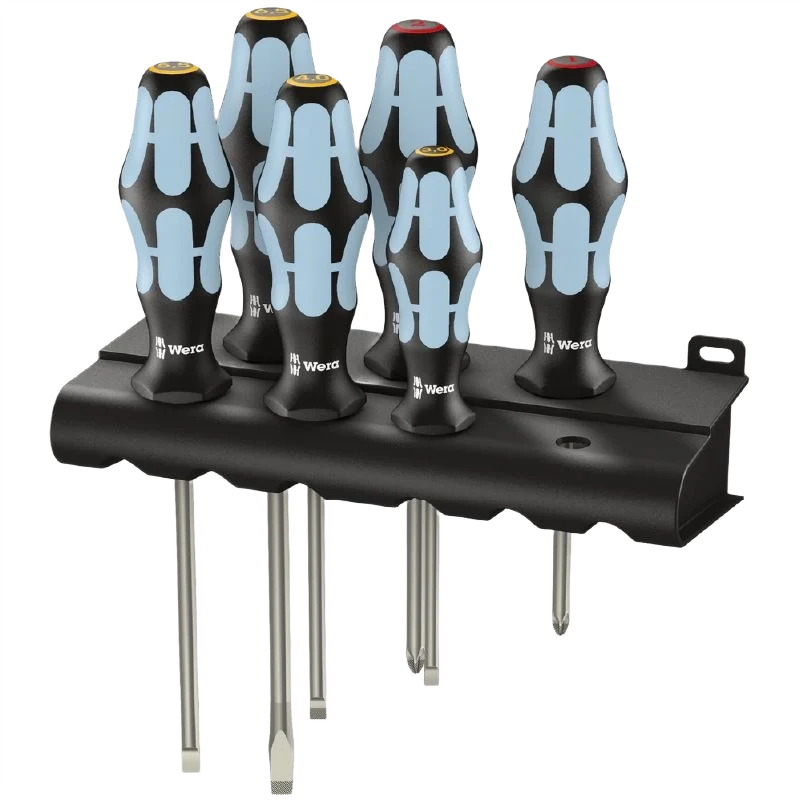 Functional Wera Lasertip Slotted Phillips Screwdriver Set 6 Pieces High-Grade