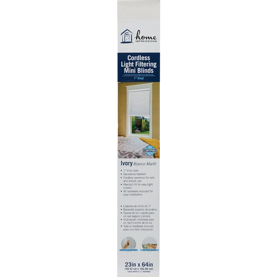 Fine Crafted Home Impressions Ivory Vinyl Cordless Mini Blind 23 x 64 x 1 Genuine