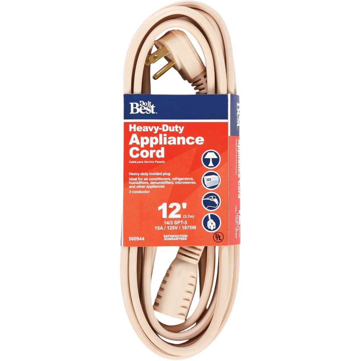 Sophisticated Do it Beige 14 3 15A Heavy-Duty Appliance Cord 12 ft. Specialty