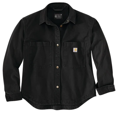 Traditional Carhartt Women’s 2XL Black Rugged Flex reg Loose Fit Heavyweight Duck Overshirt Fast