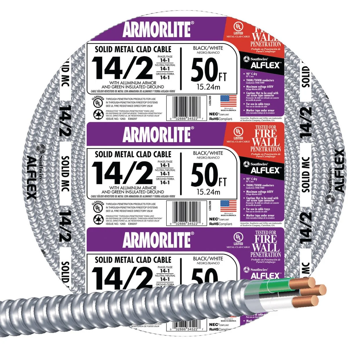 Lightweight Southwire 14 2 Aluminum Armored Cable Traditional