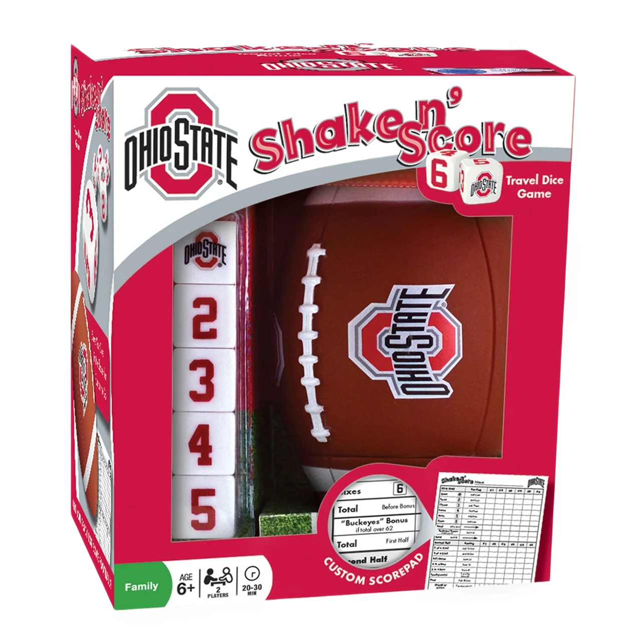Environmentally Friendly MasterPieces Ohio State Buckeyes Shake N Score Travel Dice Game Easy-to-Use