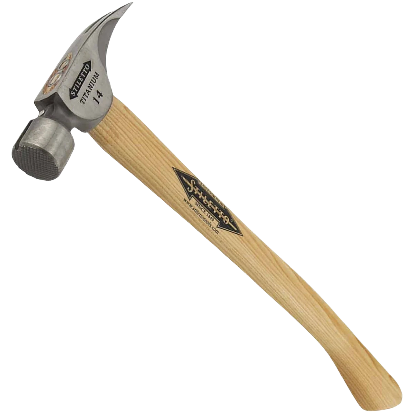 Top-Quality Stiletto Milled-Face Framing Hammer with Curved Hickory Handle 14 oz. Fine Crafted