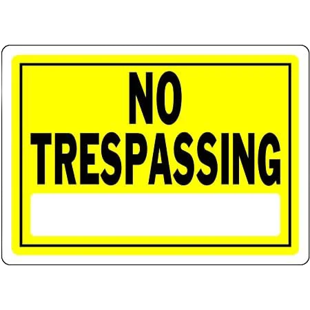 Classic Hillman Yellow Black Aluminum No Trespassing Sign 10 x 14 in. Artisan