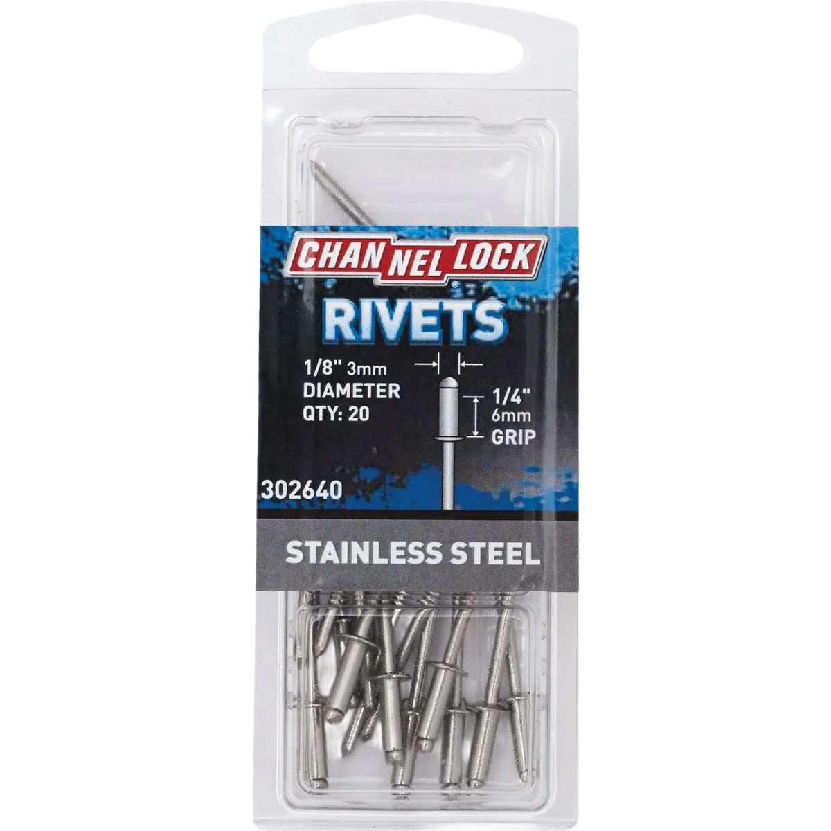 Smart Channellock 1 8 in. Diameter x 1 4 in. Grip Stainless Steel Rivet 20-Pack Verified