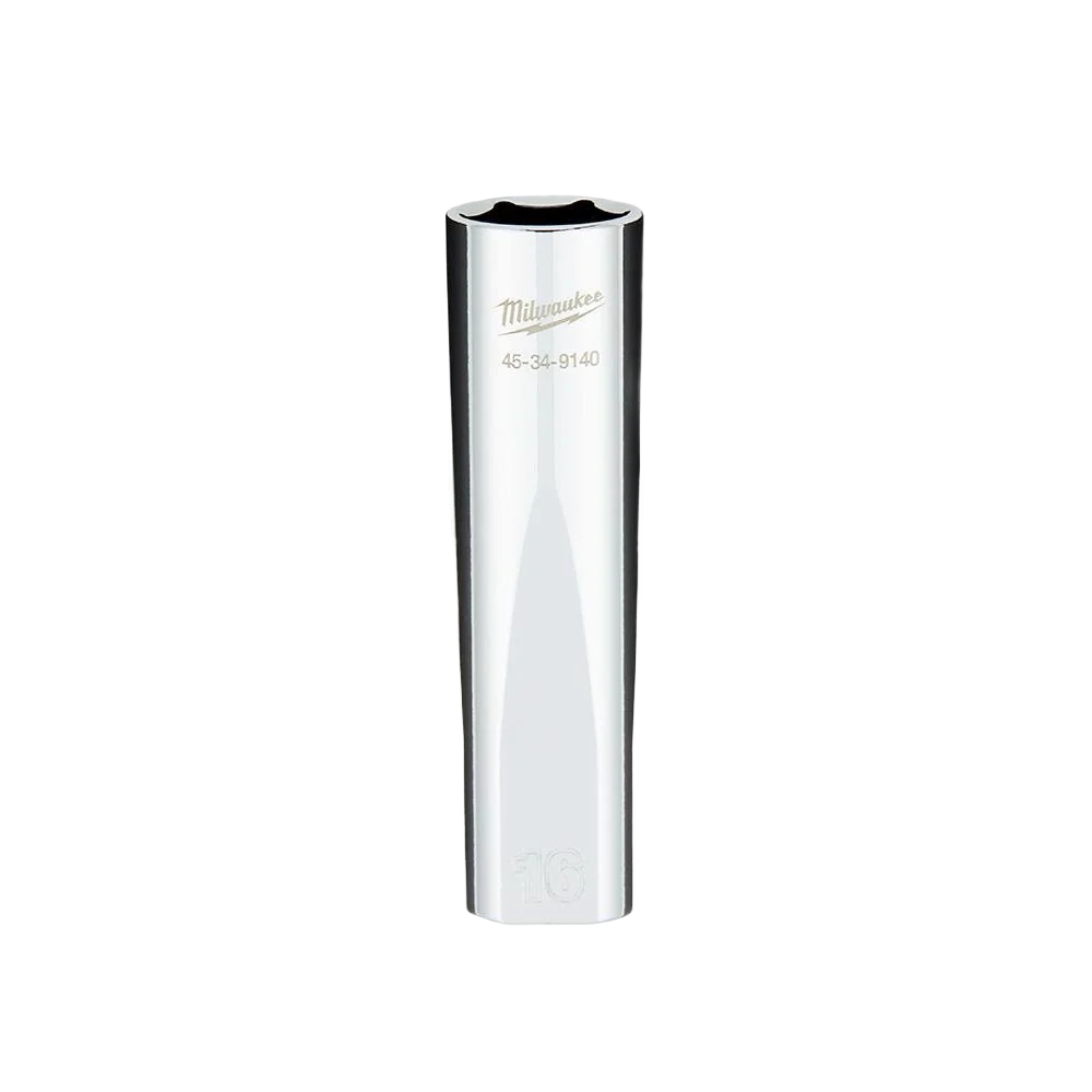 Premium Material Milwaukee 1 2 Drive 16-mm Deep Socket w FOUR FLAT™ Sides Top-Quality