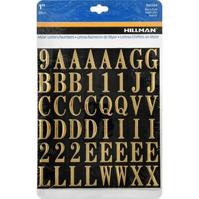 Outstanding Hillman Adhesive 1-In. Black Gold Letter Number Kit Elegant