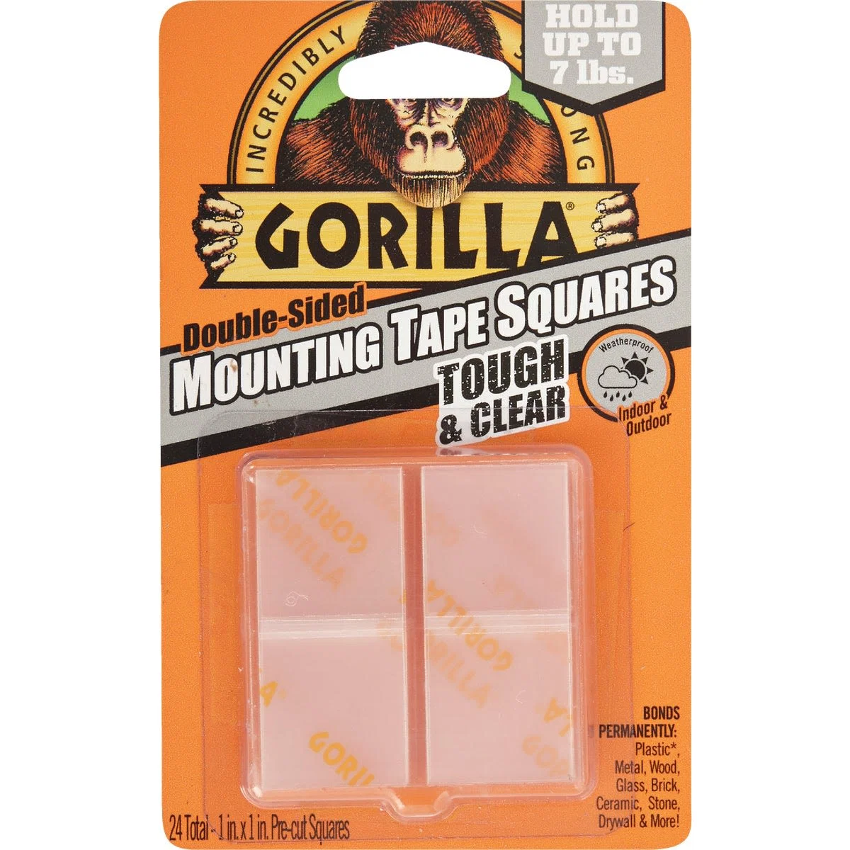 Healthy Gorilla Tough Clear 7 lb. Capacity Mounting Squares 24-Pack Solid
