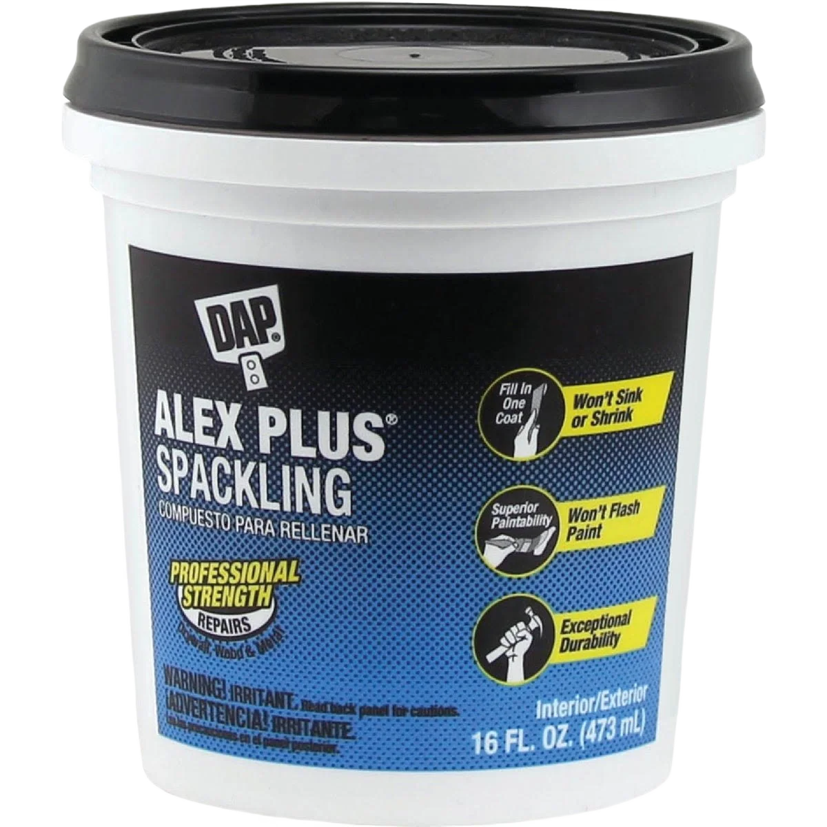Trendy DAP Alex Plus Professional Latex Spackling 16 oz. Eco-Friendly