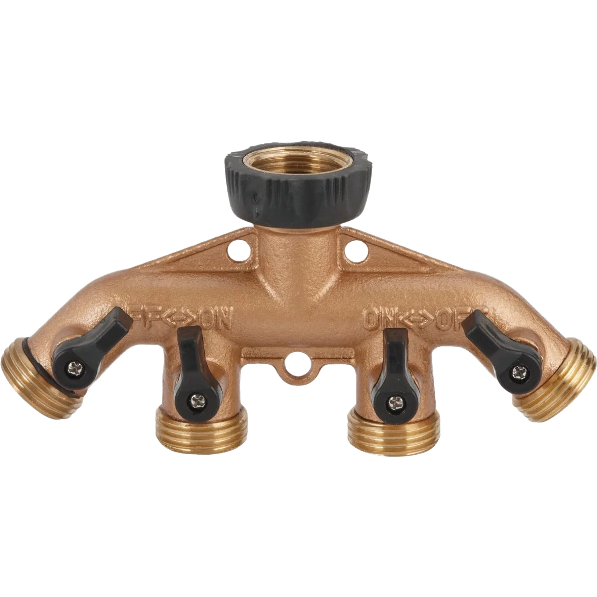 Premium Garden Brass 4 Way Hose Shutoff Manifold Soft