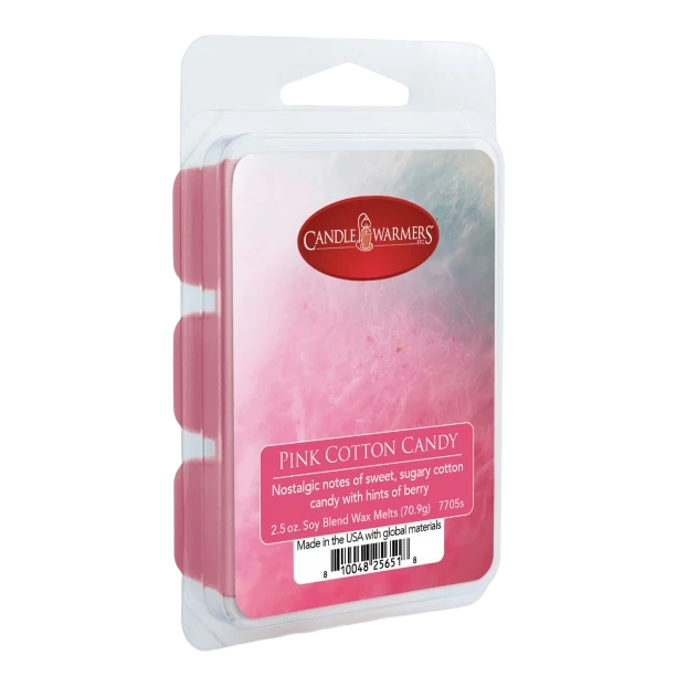 Exclusive Candle Warmers Pink Cotton Candy Classic Wax Melts 6-Pack Convenient