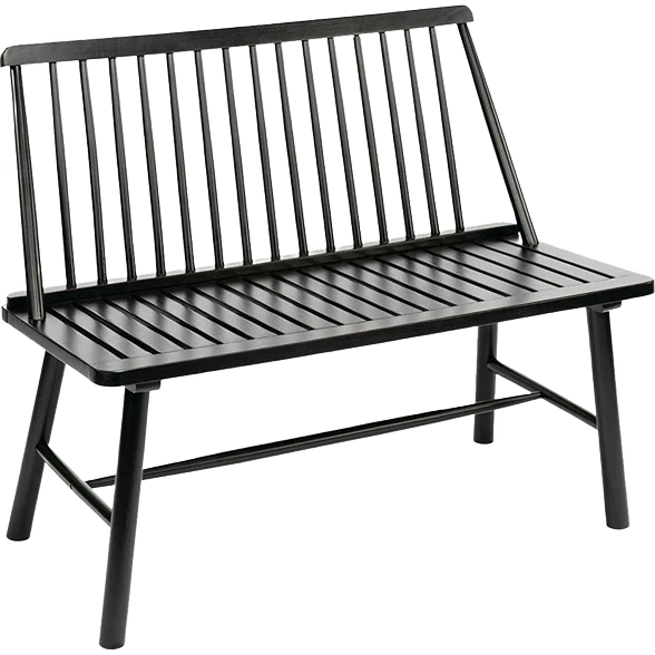 Minimalist Jack Post Windsor Black Indonesian Hardwood Bench 44 in. Effective