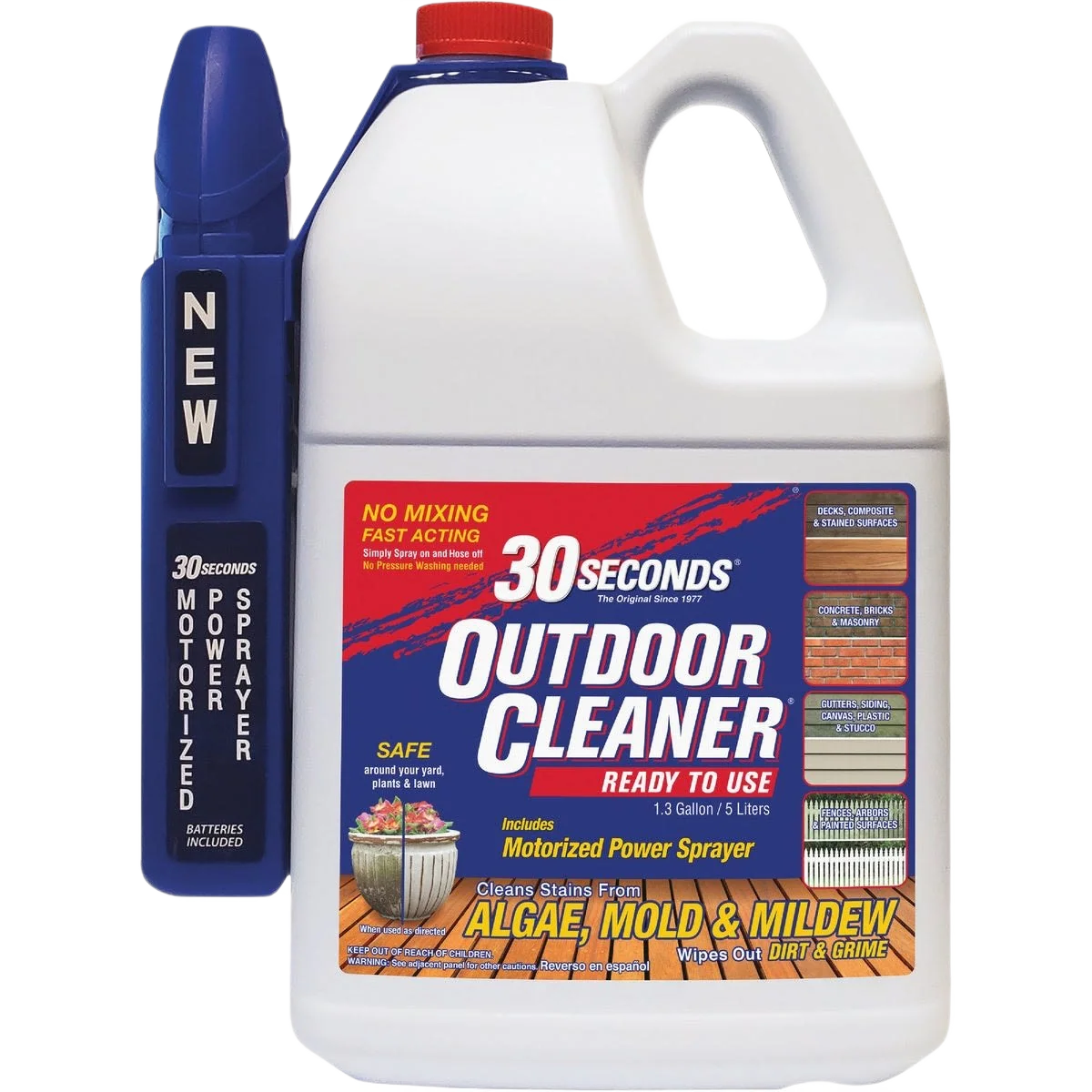 Smooth 30 Seconds Outdoor Cleaner Algae Mold Mildew Stain Remover 1.3 Gallon Authentic