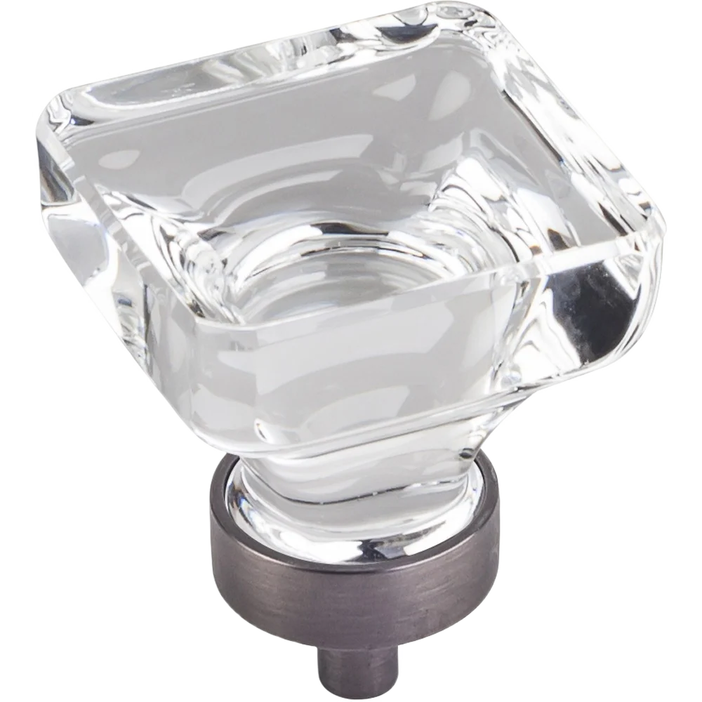 Top-Quality Hardware Resources Brushed Pewter Square Glass Harlow Knob 1-3 8 in. Optimized