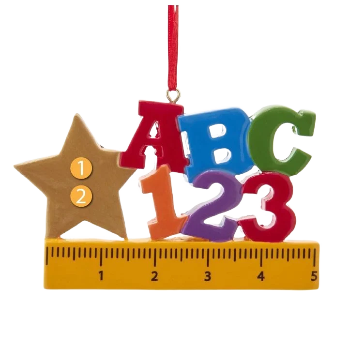 First-Class Kurt S. Adler Personalized ABC 123 Ruler Ornament for Teacher Easy-to-Use