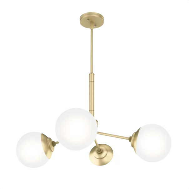 High-Quality Hunter Hepburn Painted Modern Brass 4 Light Chandelier 30 in. Contemporary