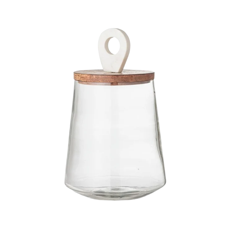 Efficient Bloomingville Gladys Clear Glass Jar with Lid 15 in. Natural