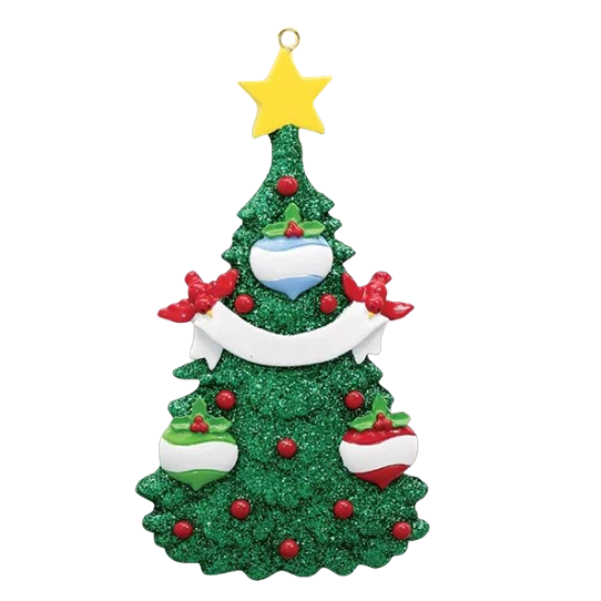 Flexible Rudolph Me Green Glitter Tree Family of 3 Personalized Ornament Outstanding