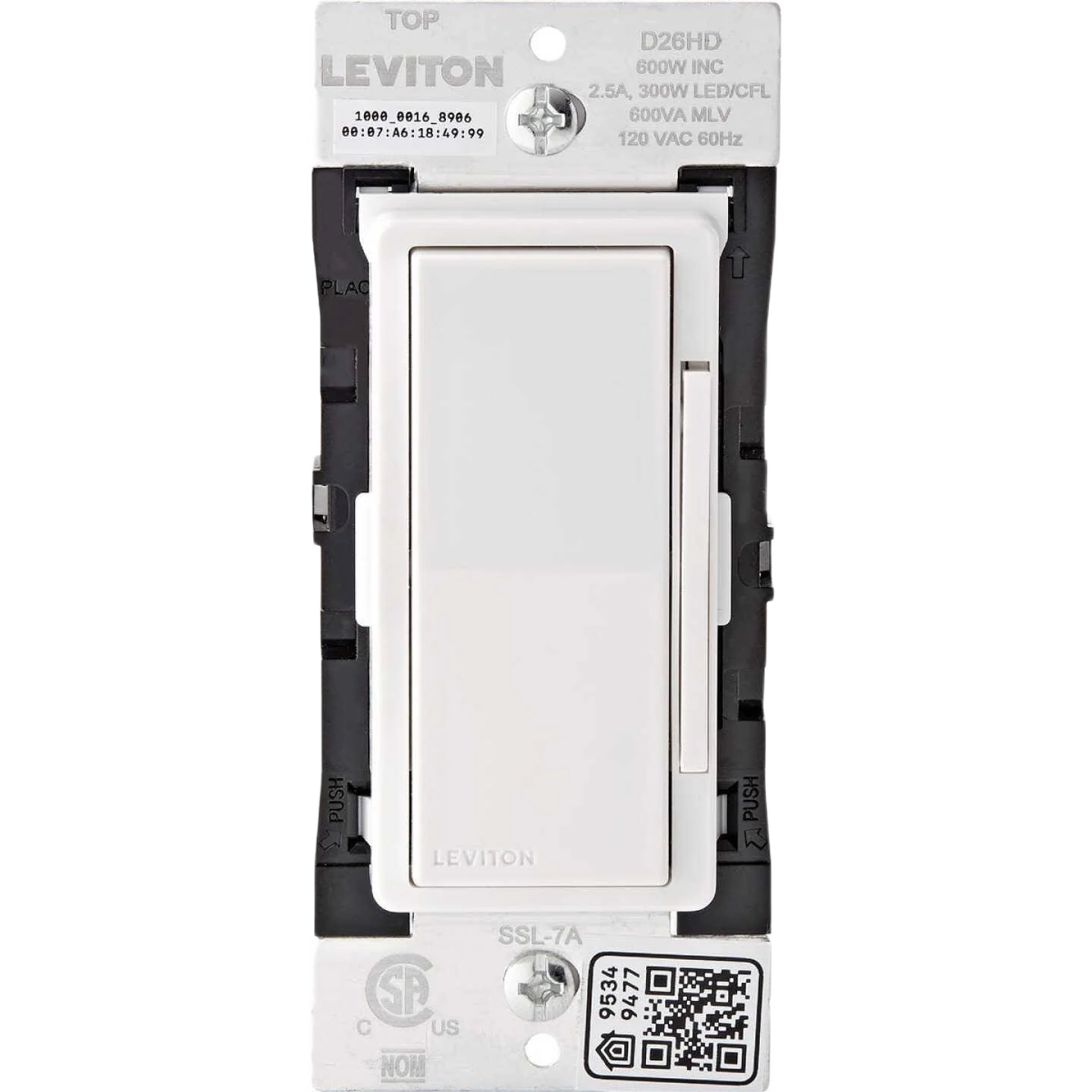 Specialty Leviton Decora Smart WiFi 600W White Rocker Dimmer Switch Original