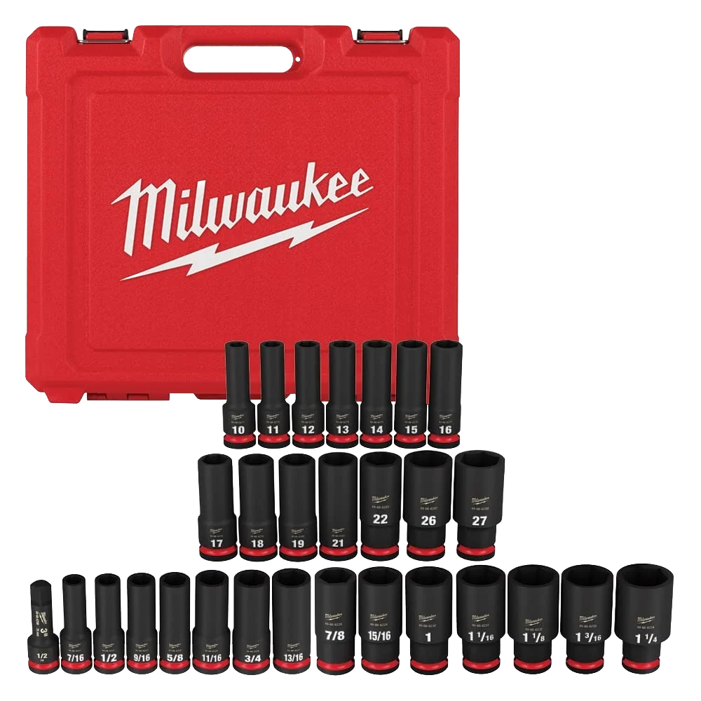 High-Performance Milwaukee 29PC SHOCKWAVE™ Impact Duty 1 2 Drive SAE Metric Deep 6 Point Socket Set Fast