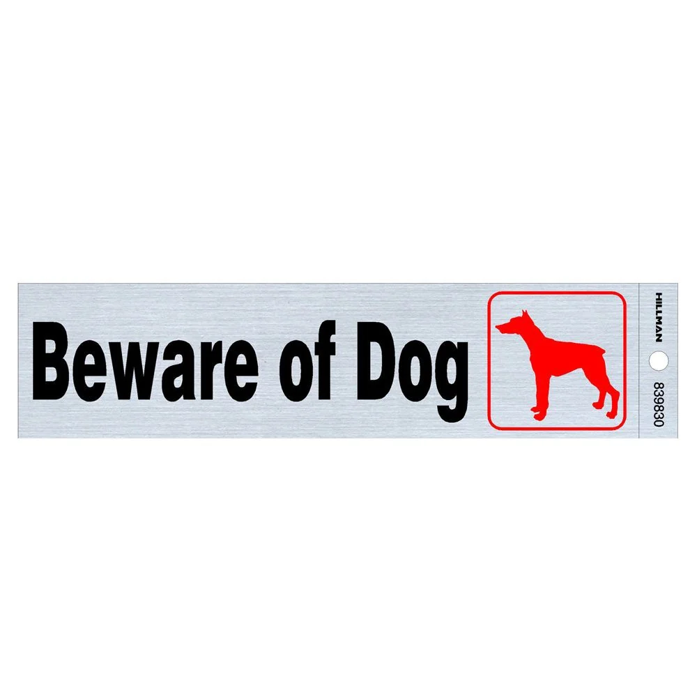 Casual Hillman Black Blue Nickel Mylar Self-Adhesive Beware of Dog Sign 2 x 8 in. Efficient