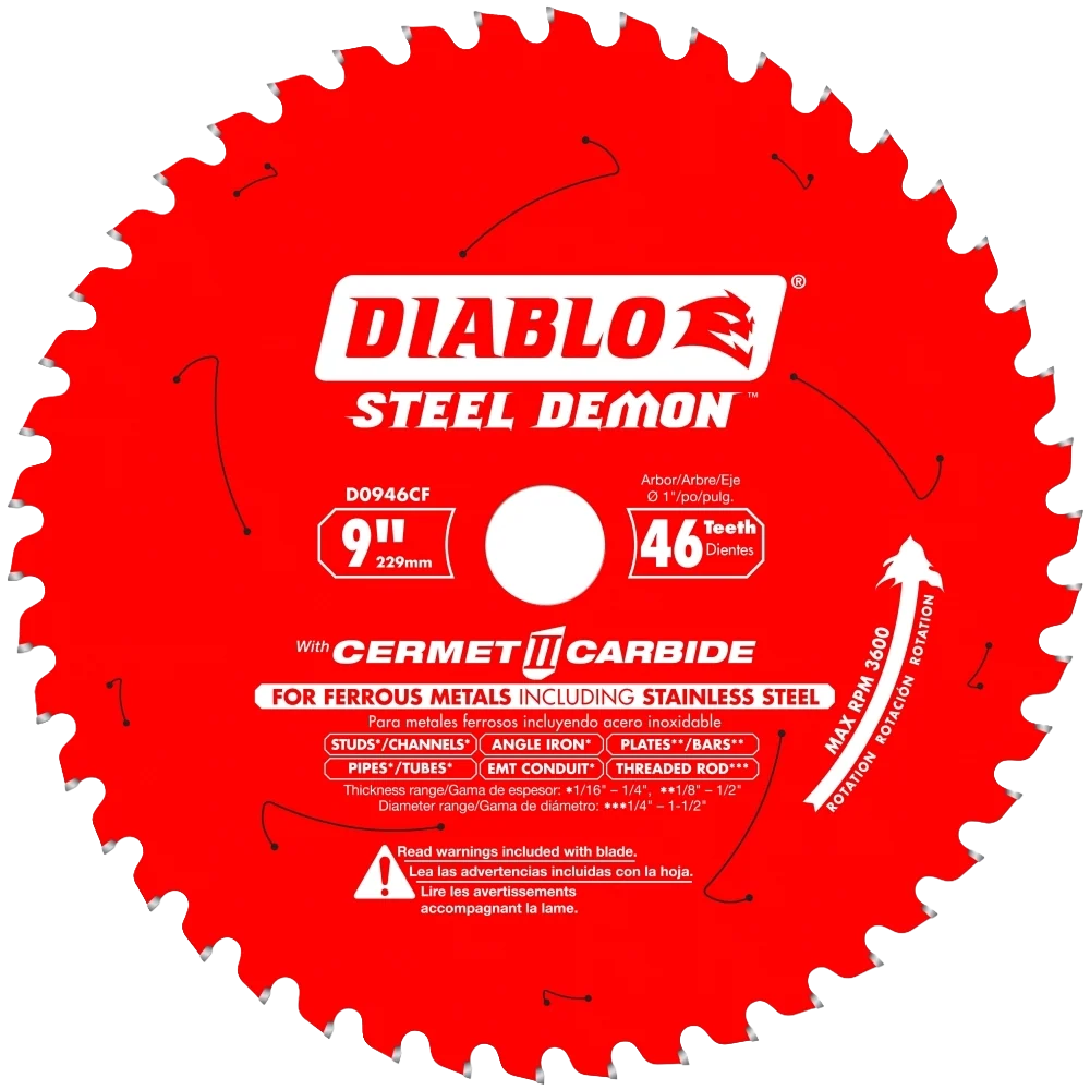 Classic Diablo 9-In. 46 Tooth Cermet II Metal Cutting Saw Blade Fine Crafted