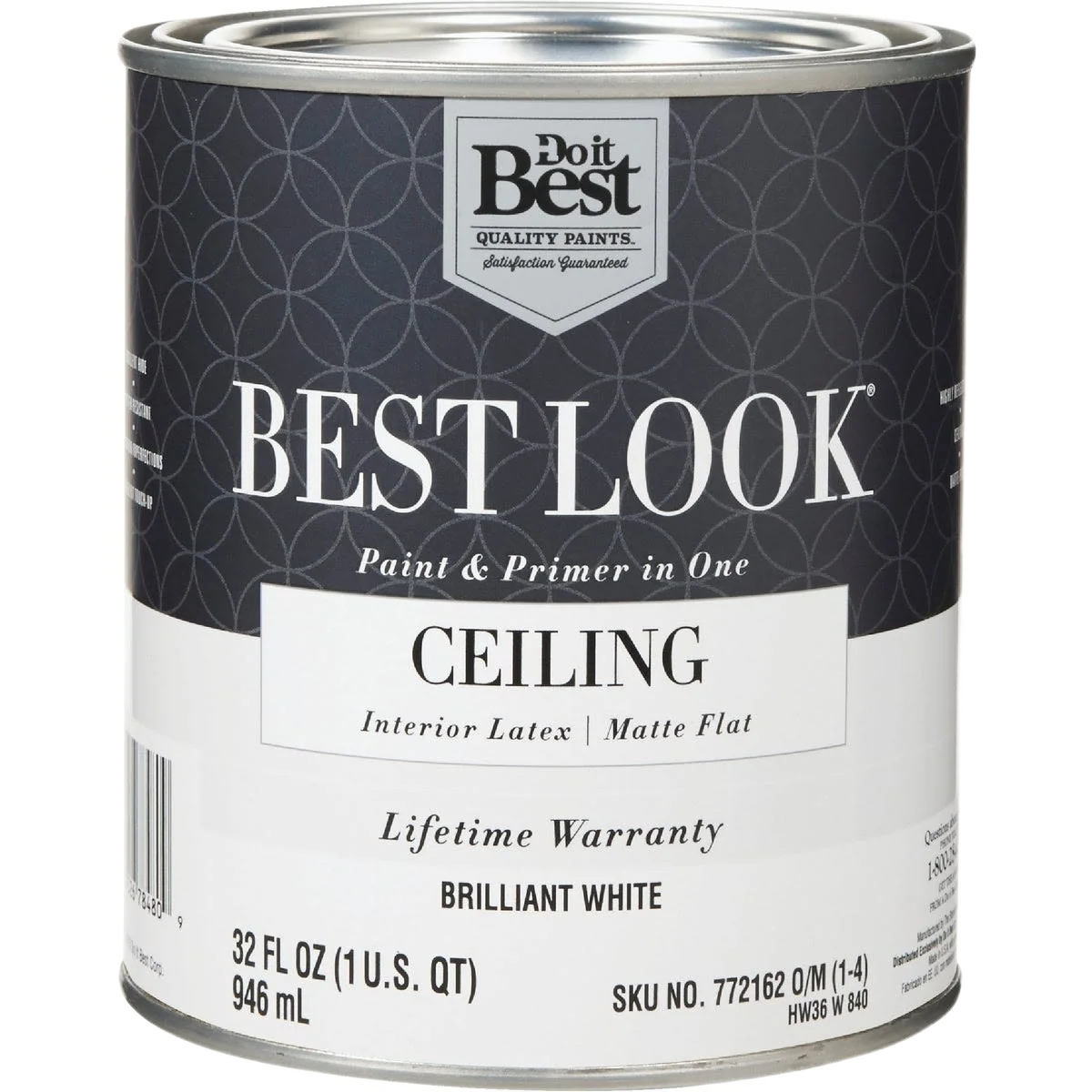 Green Look Brilliant White Latex Matte Flat Ceiling Paint Primer 1 Quart Traditional
