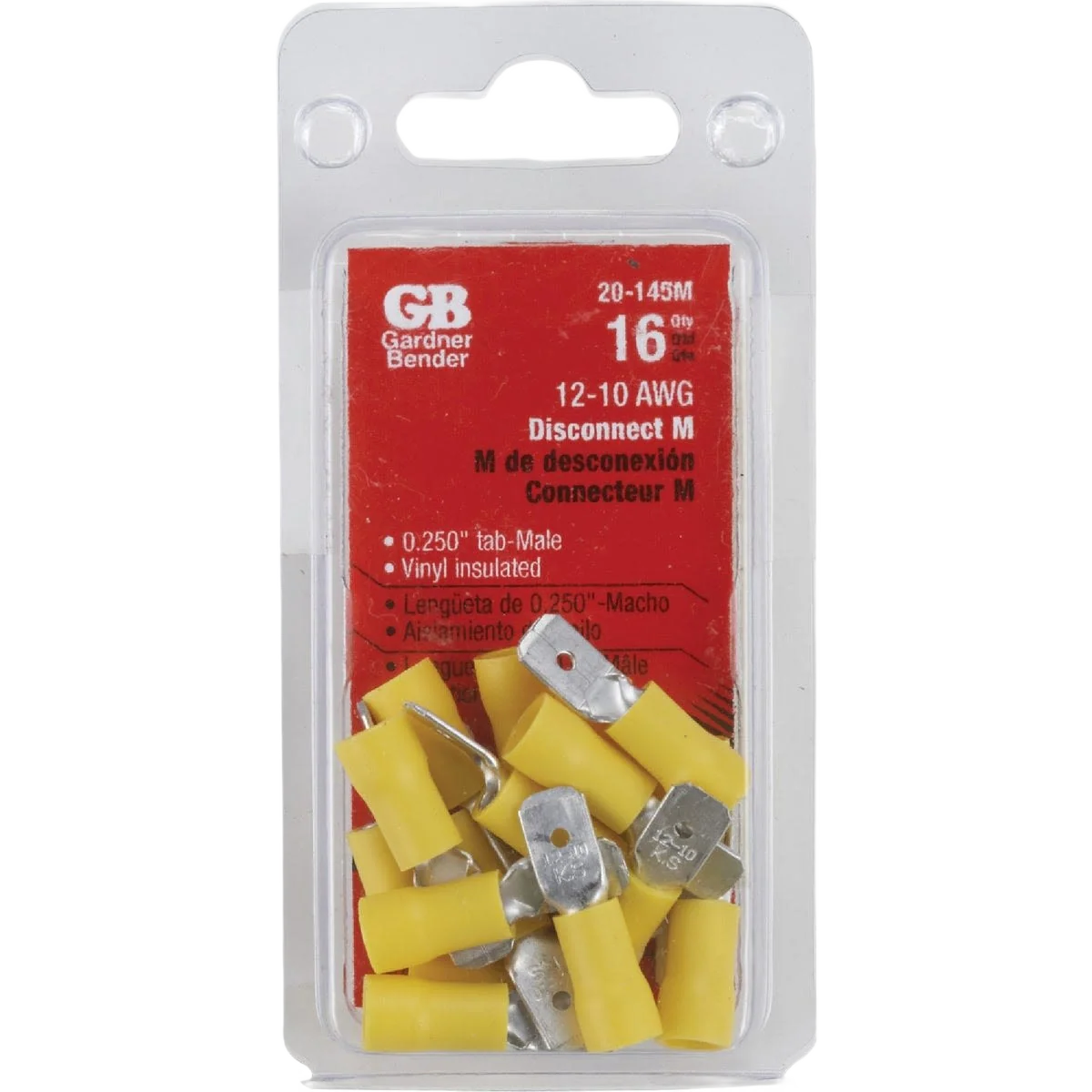 Sophisticated Gardner Bender 22 to 16 AWG Yellow Vinyl-Insulated Barrel Male Disconnect 16-Pack Flexible