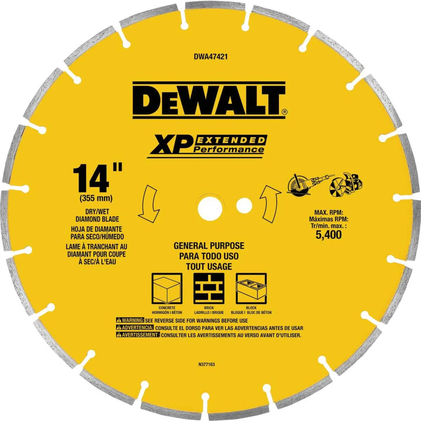 First-Class DEWALT Extended Performance 14 Segmented Rim Dry Wet Cut Diamond Blade Practical