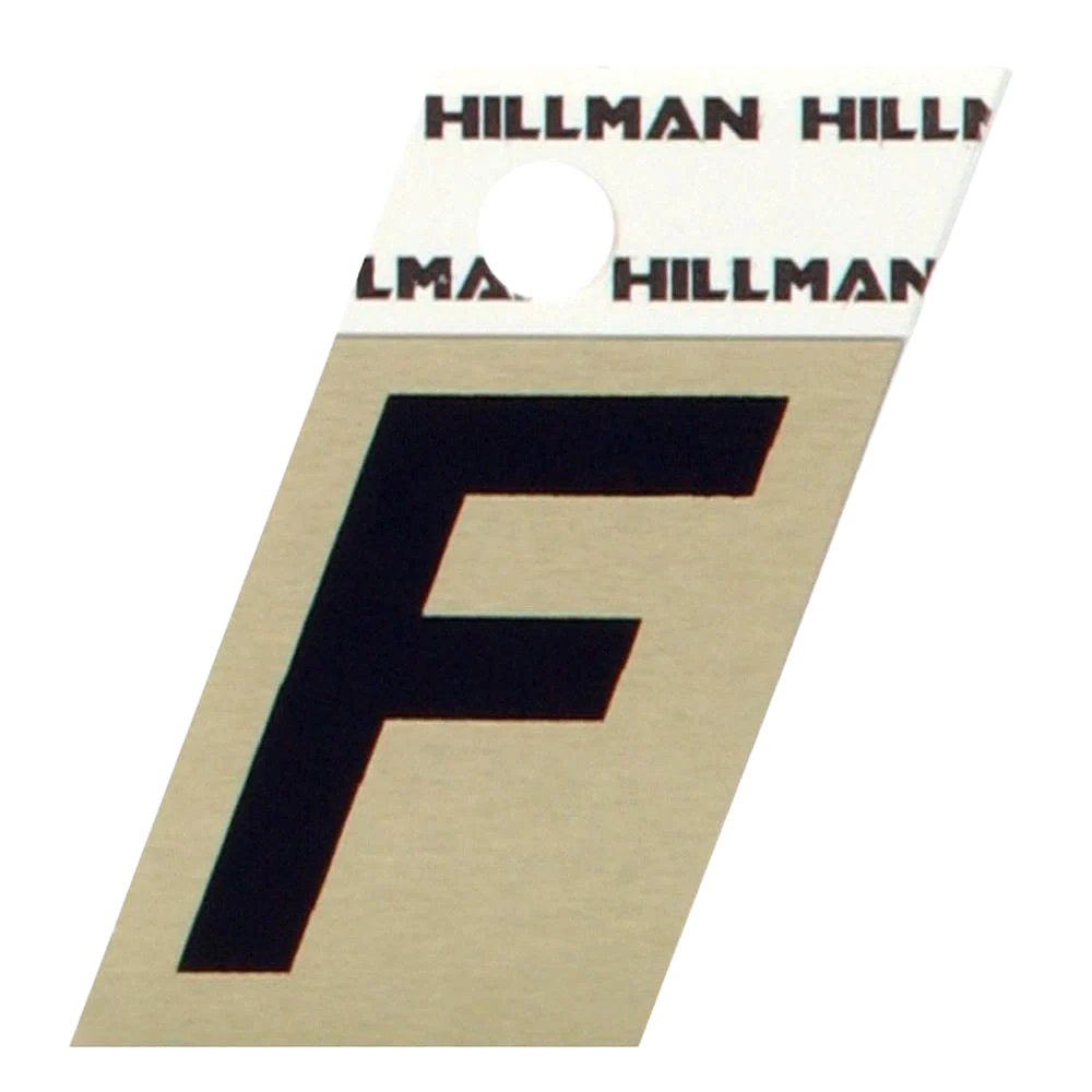 Sophisticated Hillman 1-1 2 in. Black Gold Aluminum Angle Cut Sticker Letter F Selected