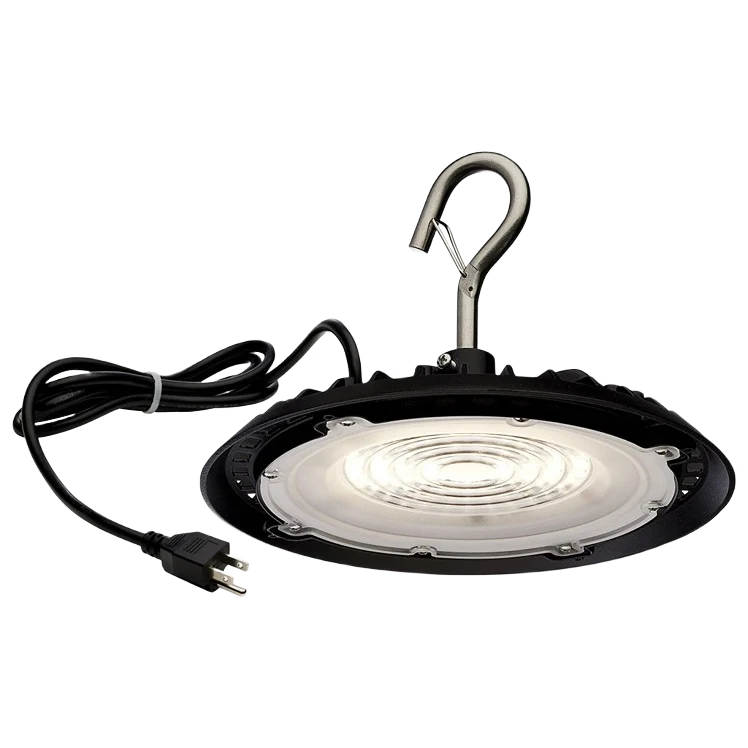 Crafted Satco 60 Watt Cool White Black Hi-Pro Shop Light with Plug Next-Generation