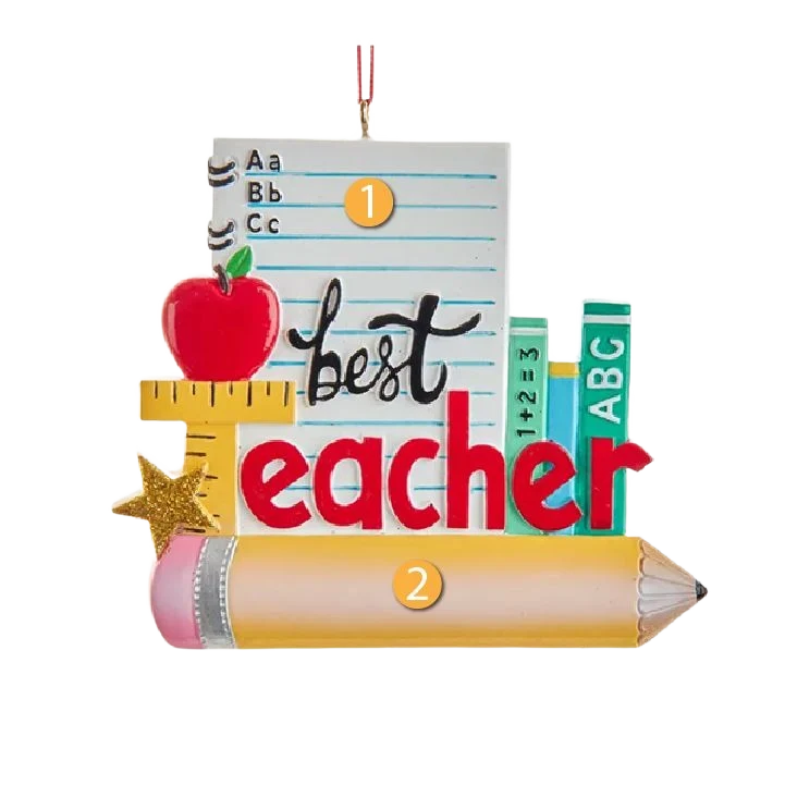 Minimalist Kurt S. Adler Personalized Teacher Ornament Fine
