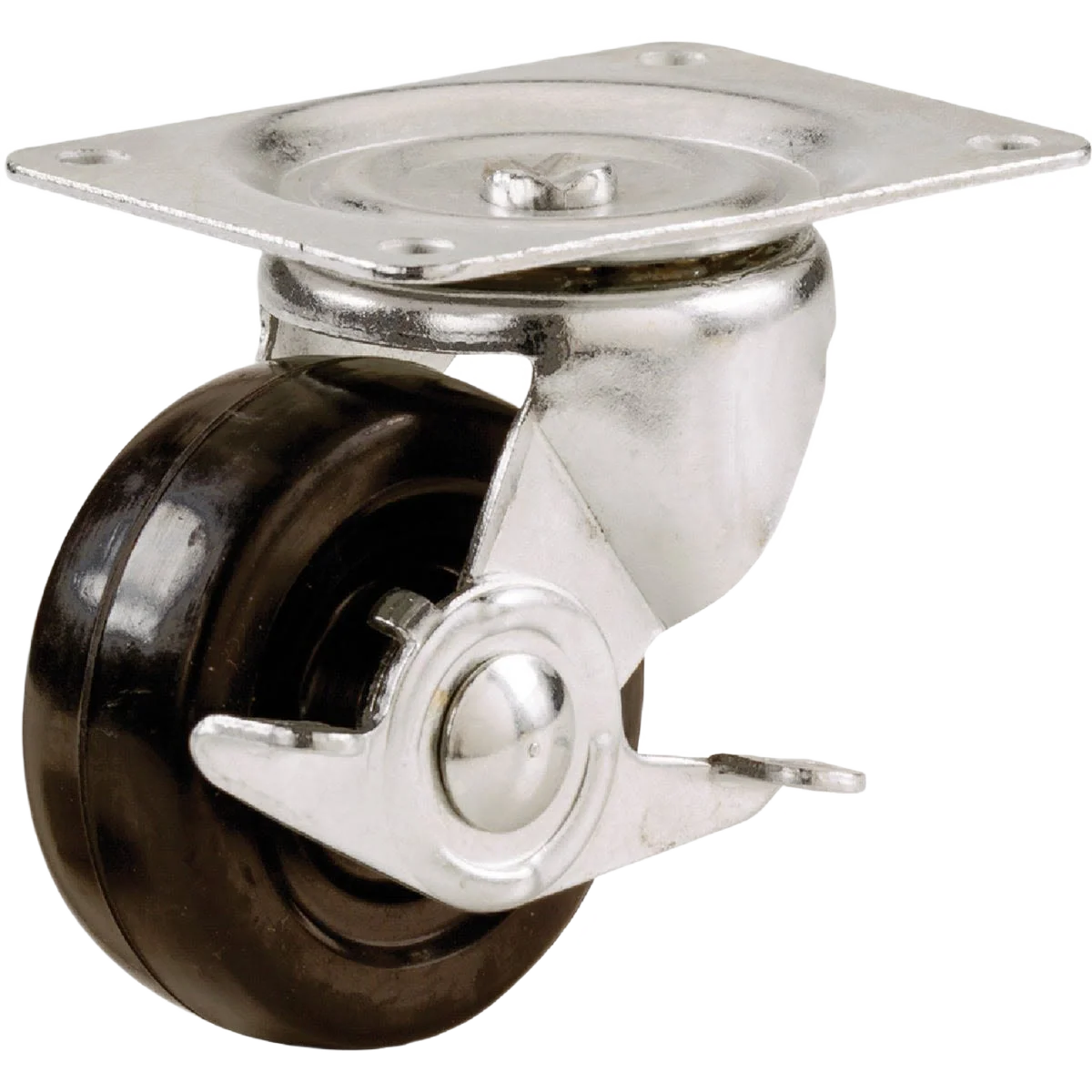 Effective Shepherd Hardware 5 Rubber General-Duty Swivel Plate Caster with Brake Lightweight