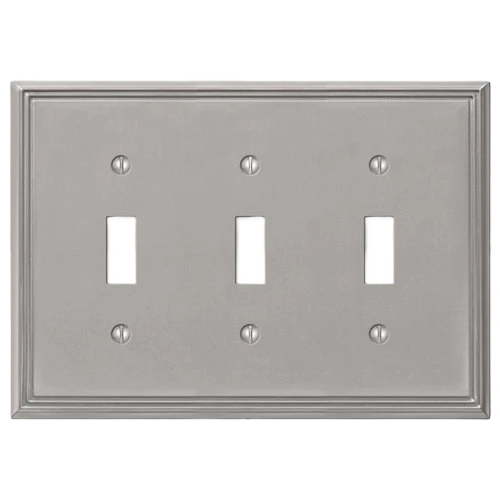 Safe Amerelle 3 Toggle Metro Line Brush Nickel Wallplate Pure