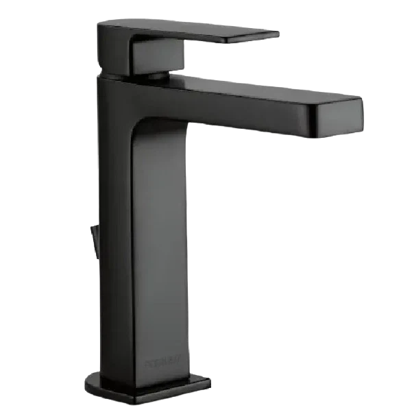 Minimalist Peerless Xander Black Hi-Arc Bathroom Faucet Detailed